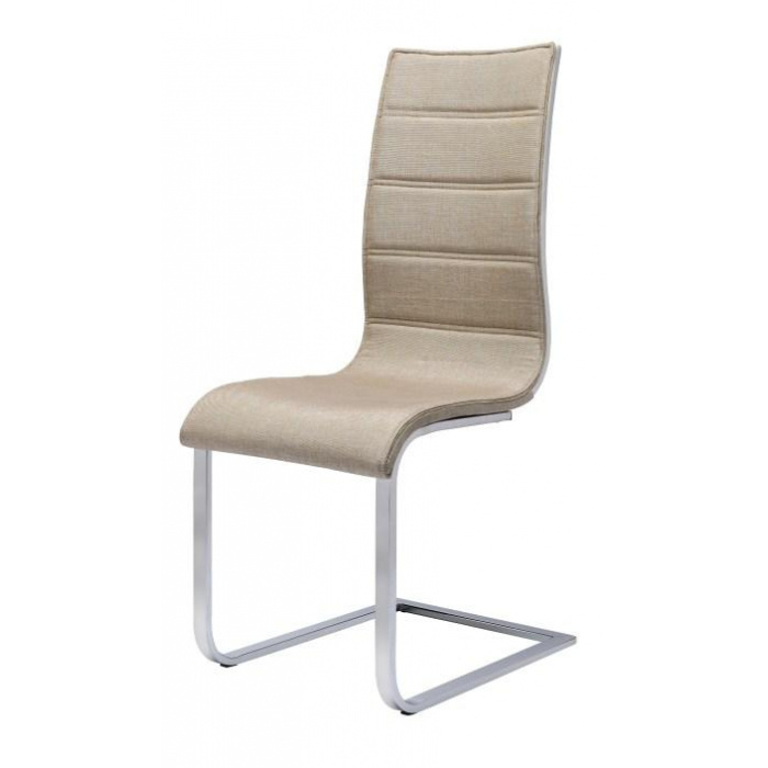 Jedálenská stolička K104 biela/tmavo béžová látka