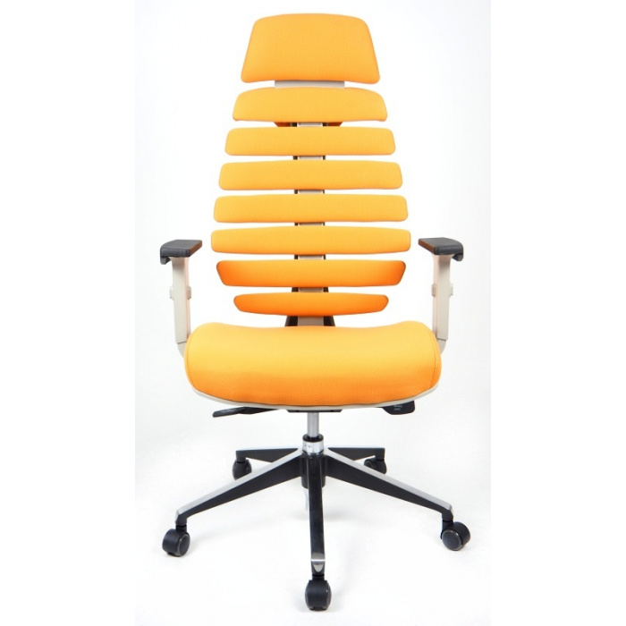 kancelárska stolička FISH BONES PDH šedý plast, oranžová 26-65, zleva č. SEK1068