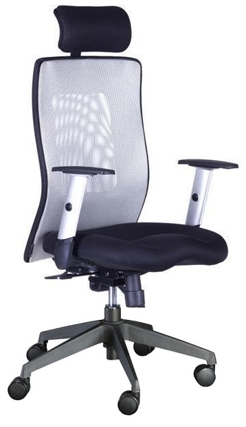 kancelárska stolička LEXA XL + 3D podhlavník,šedá gallery main image