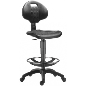 Dielenská stolička 1290 PU MEK 4050, plastová báza, oporný kruh, kolieska