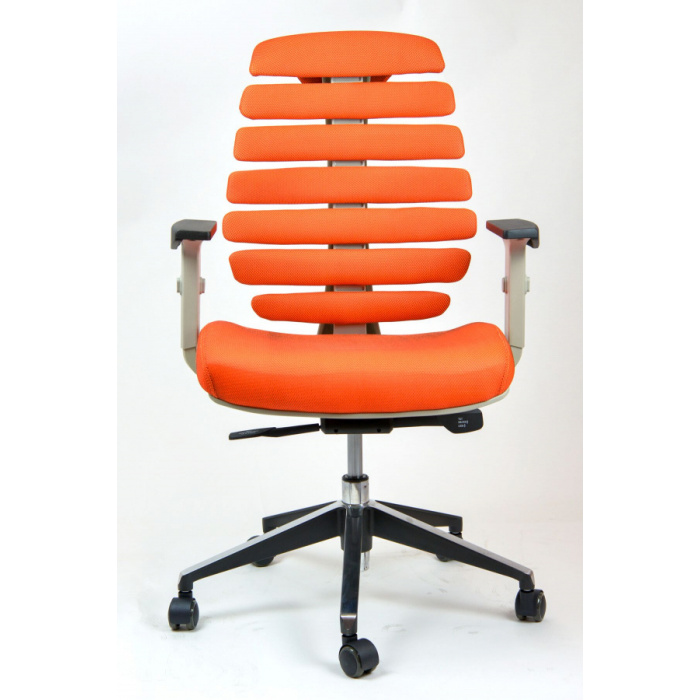 stolička FISH BONES šedý plast,oranžová látka SH05, č. AOJ025