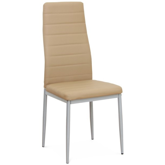 Jedálenská stolička COLETA NOVA béžová ekokoža/striebrná podnož