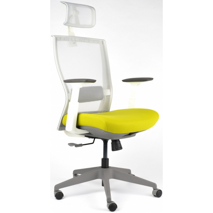 Kancelárská stolička M5 biely plast, zeleno-sivá