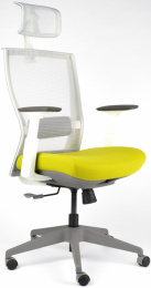 Kancelárská stolička M5 biely plast, zeleno-sivá