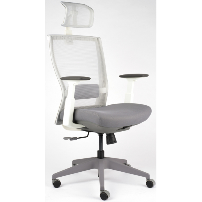 Kancelárská stolička M5 biely plast, celosivá