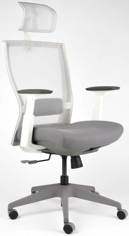 Kancelárská stolička M5 biely plast, celosivá gallery main image