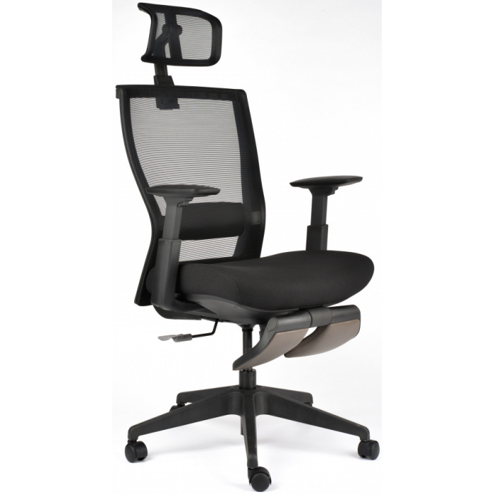 Kancelárská stolička M5 celočierná, podpera nôh čierna
