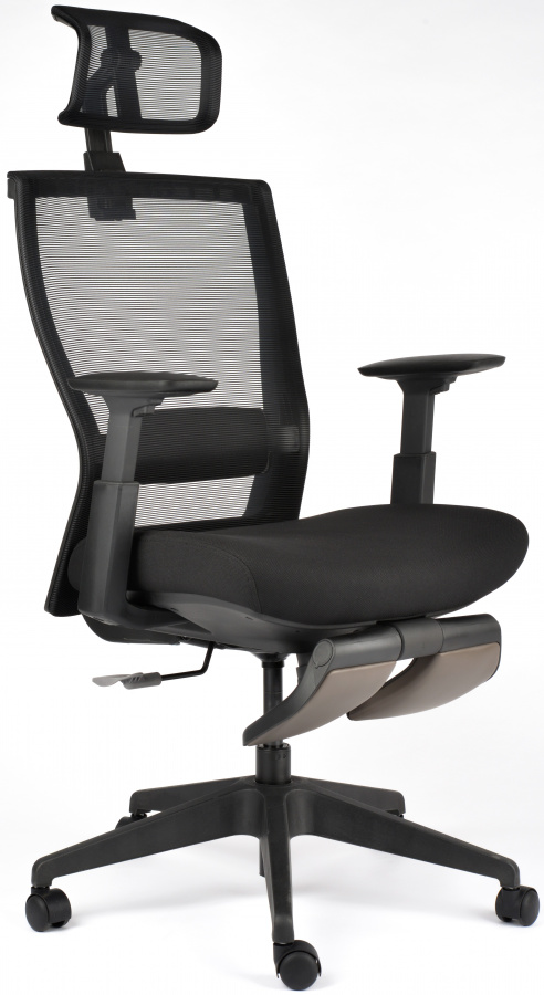 Kancelárská stolička M5 celočierná, podpera nôh čierna gallery main image