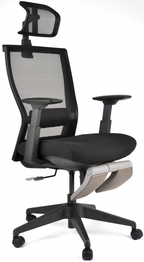 Kancelárská stolička M5 celočierná, podpera nohou šedá gallery main image