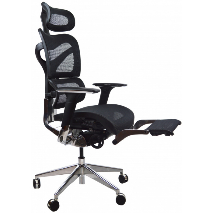 kancelárská stolička ARIES JNS-701L s integrovanou podnožkou, čierna W-11