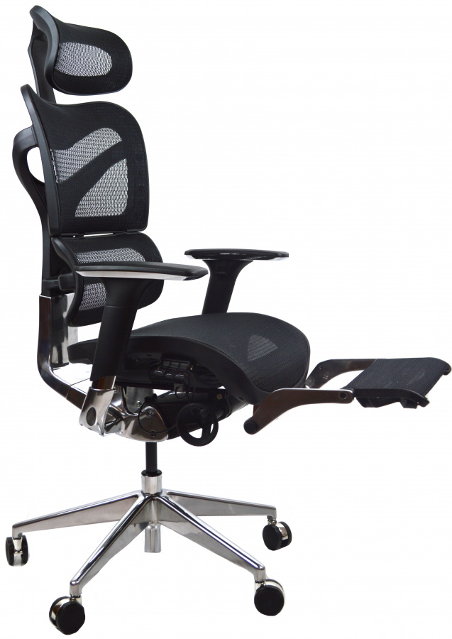 kancelárská stolička ARIES JNS-701L s integrovanou podnožkou, čierna W-11 gallery main image