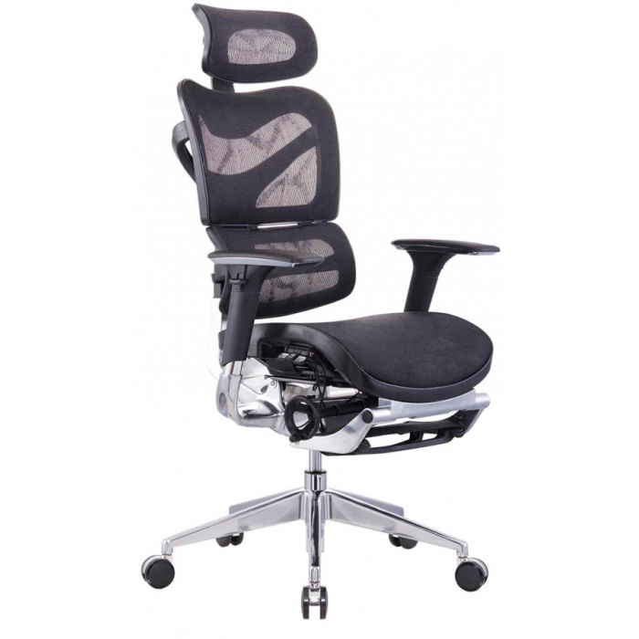 kancelárská stolička ARIES JNS-701L s integrovanou podnožkou, čierna W-51