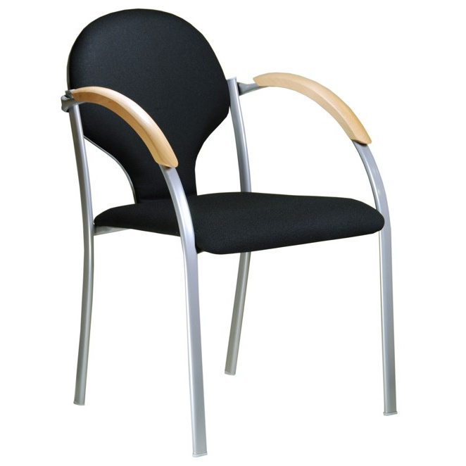 stolička NEON šedý plast, drevené područky, č. AOJ071