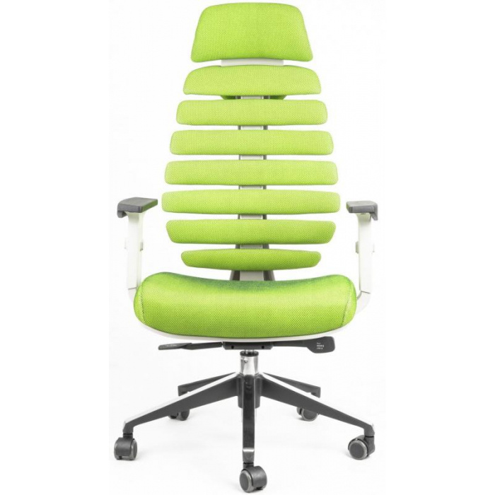 kancelárska stolička FISH BONES PDH šedý plast, zelená SH06 č.AOJ455S