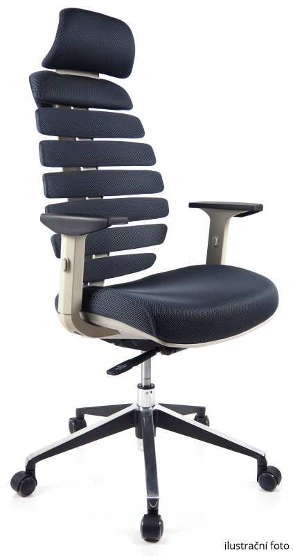 Kancelářská židle FISH BONES - operadlo šedé,  čierna koženka č.AOJ494 gallery main image