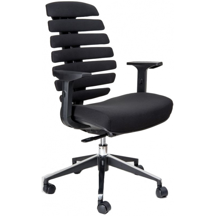 kancelárska stolička FISH BONES čierny plast, čierna látka 26-60 č.AOJ636S