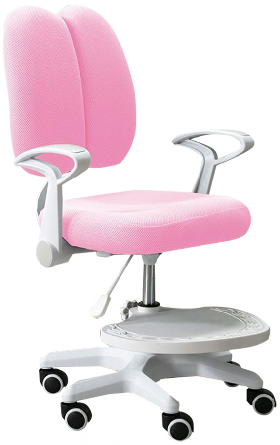Rastúca stolička s podnožou a trakmi, ružová/biela, ANAIS gallery main image