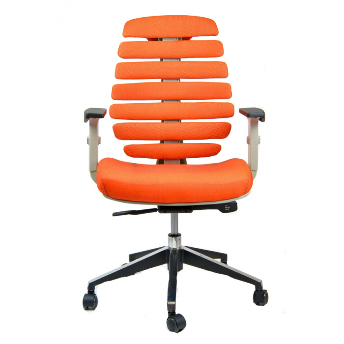 kancelárska stolička FISH BONES šedý plast, oranžová látka SH05 č.AOJ809S