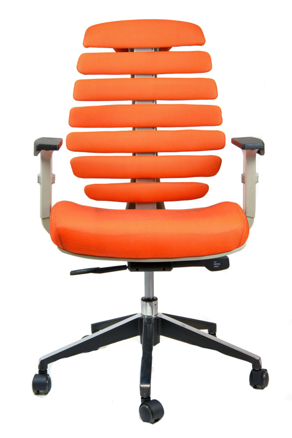 kancelárska stolička FISH BONES šedý plast, oranžová látka SH05, č. AOJ925S gallery main image