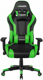 Herná stolička MRacer koženka, čierno-zelená  gallery main image