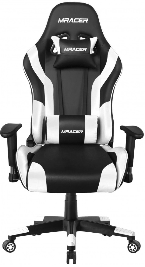 Herná stolička MRacer koženka, čierno-biela gallery main image