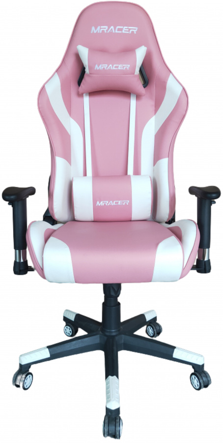 Herná stolička MRacer koženka, bielo-ružová gallery main image