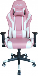 Herná stolička MRacer koženka, bielo-ružová