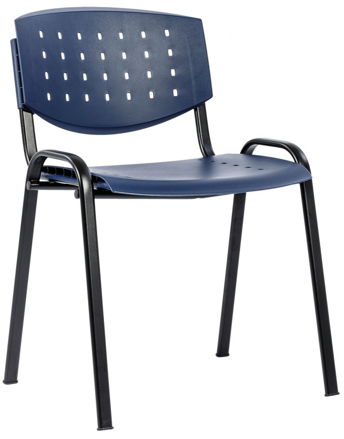 konferenčná plastová stolička LAYER modrá/ čierna gallery main image