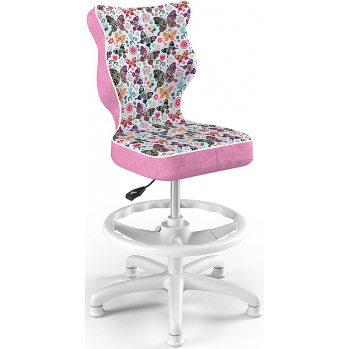 Detská stolička Petit White 4 HC + F s oporným kruhom motýliky