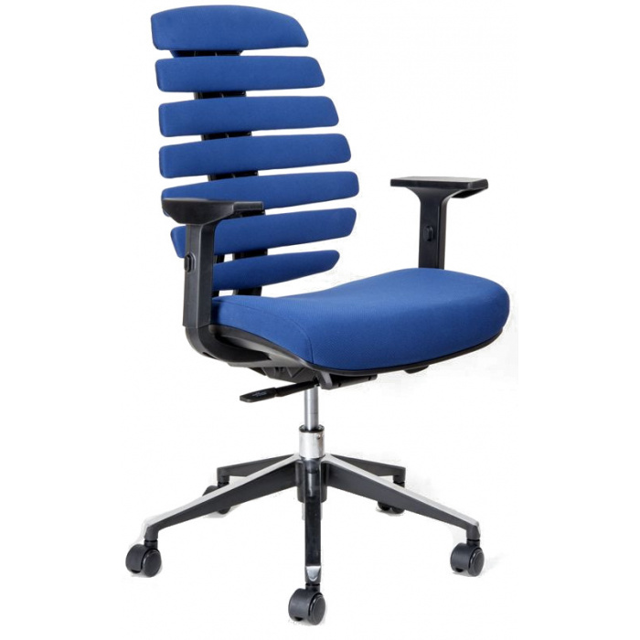 kancelárska stolička FISH BONES čierny plast, modrá látka 26-67, č.AOJ1427