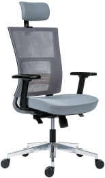 kancelárska stolička NEXT PDH, sivá sieťovina, sivá látka