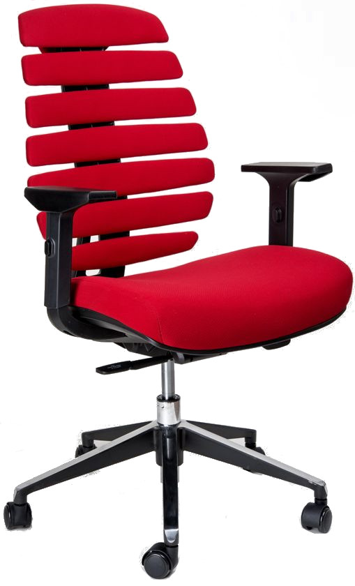 kancelárska stolička FISH BONES čierny plast, červená látka - poslední kus BRATISLAVA gallery main image