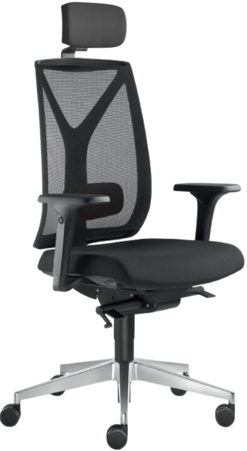 Kancelárska stolička LEAF 503-SYS, s podhlavníkom, posuv sedadla, čierna skladová gallery main image