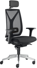 Kancelárska stolička LEAF 503-SYS, s podhlavníkom, posuv sedadla, čierna skladová