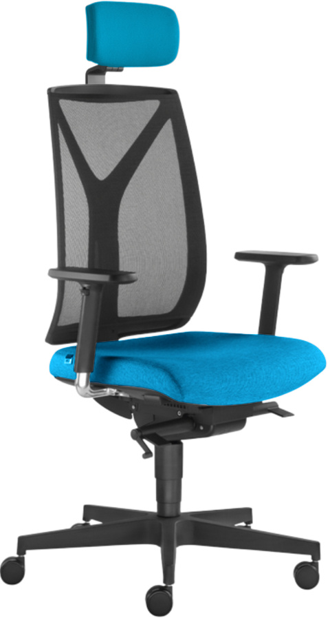 Kancelárska stolička LEAF 503-SYS s podhlavníkom, modro-čierna gallery main image