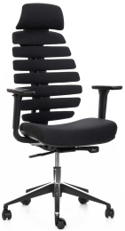 kancelárska stolička FISH BONES PDH čierny plast, čierna 26-60, 3D podrúčky