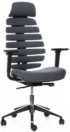 kancelárska stolička FISH BONES PDH čierny plast, tmavo šedá 26-60-5, 3D podrúčky