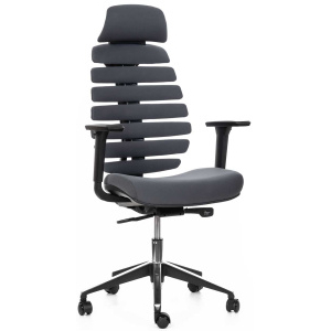 kancelárska stolička FISH BONES PDH čierny plast, tmavo šedá 26-60-5, 3D podrúčky