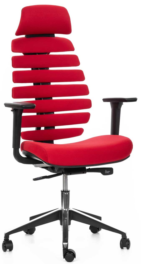 kancelárska stolička FISH BONES PDH čierny plast, 26-68 červená, 3D podrúčky gallery main image