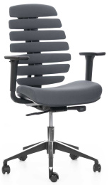 kancelárska stolička FISH BONES čierny plast, 26-60-5 tmavo šedá, 3D podrúčky gallery main image