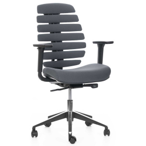 kancelárska stolička FISH BONES čierny plast, 26-60-5 tmavo šedá, 3D podrúčky