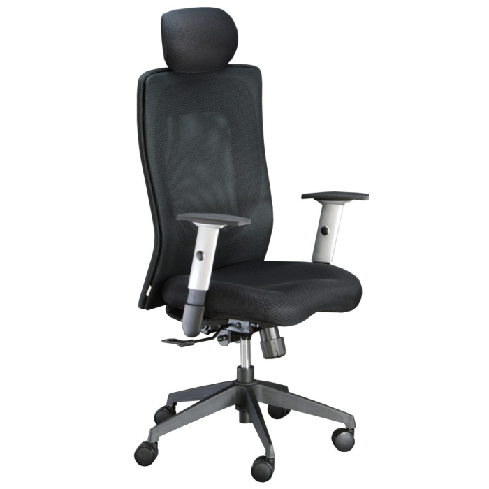 kancelárská stolička LEXA s podhlavníkom, čierna, vzorkový kus Ostrava